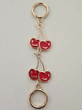 Handbag Purse Chain Handle Strap Crossbody Extender Cherries - Gold Tone/Red
